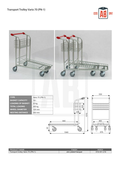 Wózek transportowy Vario 70 – Wielofunkcyjny przewoźnik komercyjny