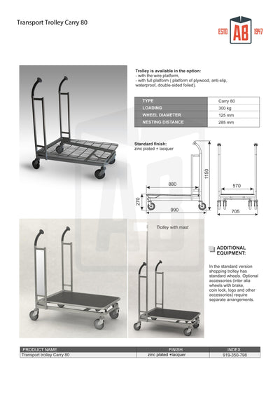 Wózek transportowy Carry 80 – Wózek platformowy z sklejki