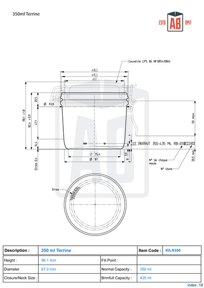 350ml Słoik szklany Terrine Kilnclip