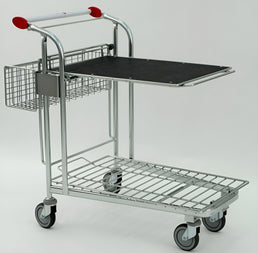 Wózek transportowy Vario WTP-3D – wózek dwupoziomowy z koszem i półką