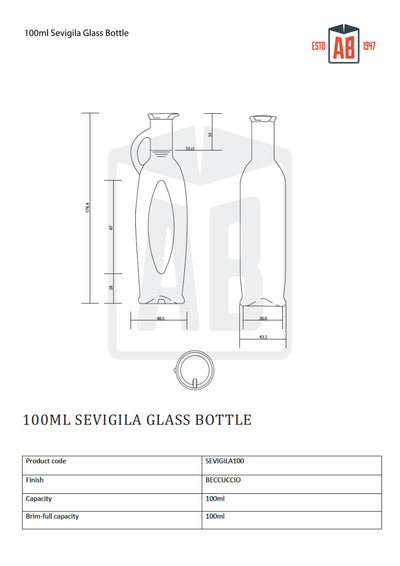 100ml Butelka szklana Seviglia