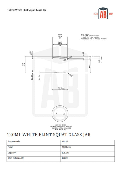 120ml Słoik z białego szkła flint squat