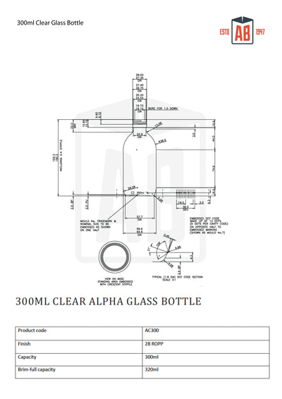 300ml Butelka Szklana Alpha Clear