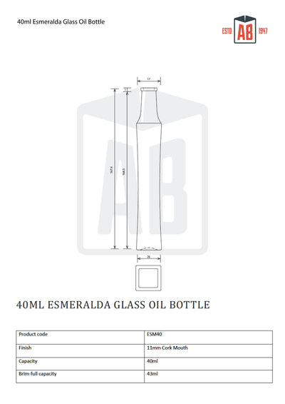 40ml Butelka na olej szklana Esmeralda (otwierana na korek)