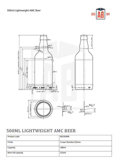 500ml Lekka Butelka Piwa AMC