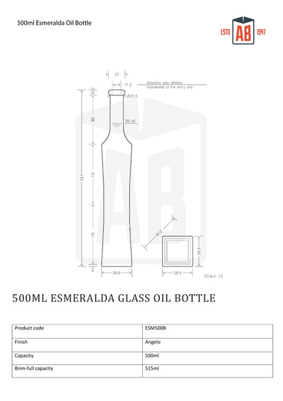 500ml Butelka na olej ze szkła Esmeralda (otwierana na korek)
