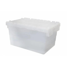 Pojemnik z pokrywą – 60 litrów – 600x400x320mm – Przezroczysty – Możliwość układania w stosy i nestowania