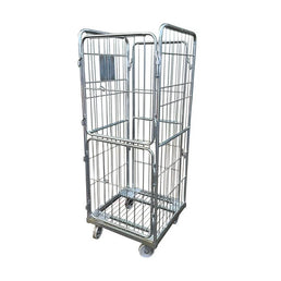Kontener na pranie ze stali – 680x680x1700mm, elektrogalwanizowany z dzielonymi zawiasami bramy