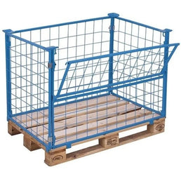 Klatka Paletowa z Siatki – 1200x800x1600mm – Składana, Niebieska, Stakowalny Metalowy Konwerter
