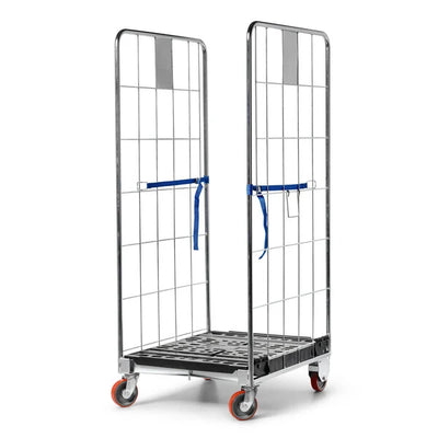Dwustronny pojemnik rolkowy do układania w stosy 804x680x1695mm – składana podstawa, 500kg pojemności