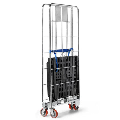 Dwustronny pojemnik rolkowy do układania w stosy 804x680x1695mm – składana podstawa, 500kg pojemności