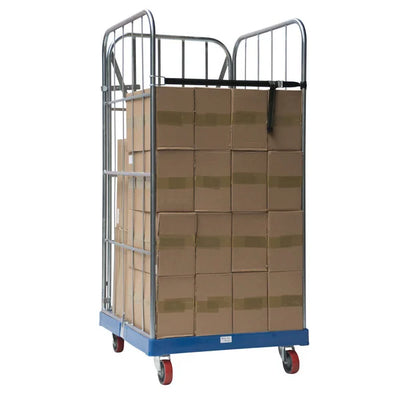 Kontener na rolkach dwustronny – 810x720x1620mm, ocynkowany z plastikową podstawą, 500kg pojemności