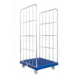 Kontener na rolkach dwustronny – 810x720x1620mm, ocynkowany z plastikową podstawą, 500kg pojemności