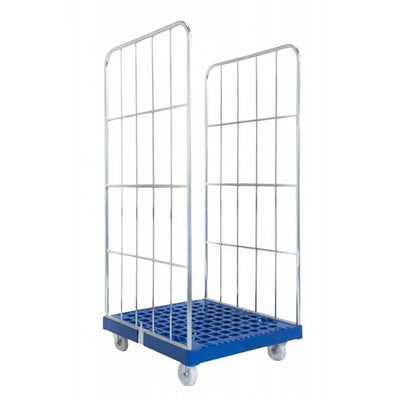 Kontener na rolkach dwustronny – 810x720x1620mm, ocynkowany z plastikową podstawą, 500kg pojemności