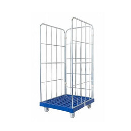 3-Sided Roll Container – 810x720x1620mm, Electrolytically Galvanized with Plastic Base