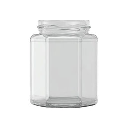 12oz Hexagonal Jam Jar (280ml) – Clear Glass Preserve Jar