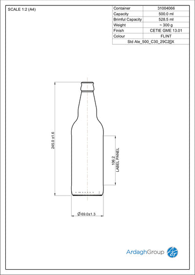 500ml Butelka piwa Oneway ze szkła flint - Ardagh