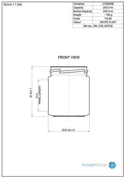 203ml Słoik Szklany Flint do Żywności - Ardagh