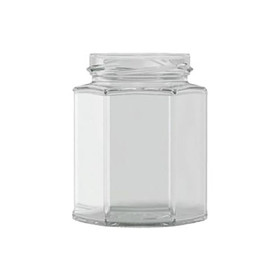 8oz Hexagonal Jam Jar (190ml) – Clear Glass Food Jar
