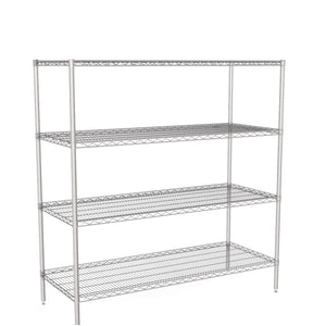 Zinc Wire Shelving – Static Unit 1590mm High | 4 Tier Heavy Duty Storage Rack