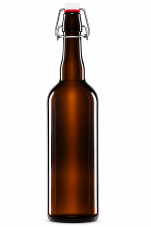750ml amber glass beer bottle with crown neck and swing stopper closure