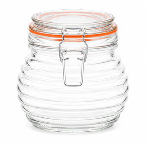 650ml Beehive Kilnclip Ribbed Glass Jar
