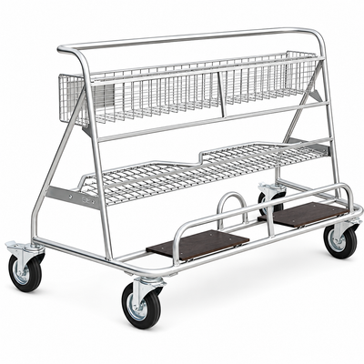 Wózek transportowy WP4 z koszem i półką do obsługi materiałów arkuszowych