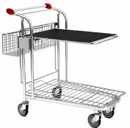 Wózek transportowy Vario WTP-3D – wózek dwupoziomowy z koszem i półką