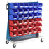Mobile Small Parts Trolley with Bins | Louvred Panel Storage on Wheels