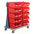 Mobile Small Parts Trolley with Bins | Louvred Panel Storage on Wheels