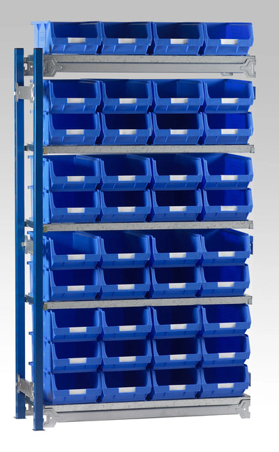 Single Extension Bay Shelving with Bin Kits | Add-On Small Parts Storage Unit