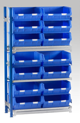 Single Extension Bay Shelving with Bin Kits | Add-On Small Parts Storage Unit
