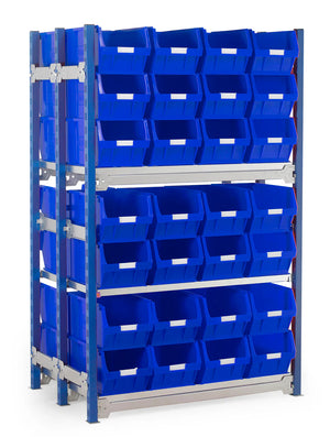 Double Starter Bay Shelving with Bin Kits | Heavy-Duty Small Parts Storage