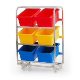 6 Bin Ingredients Trolley – Epoxy-Coated Mild Steel | Mobile Storage Rack for 34 Litre Rectangular Containers