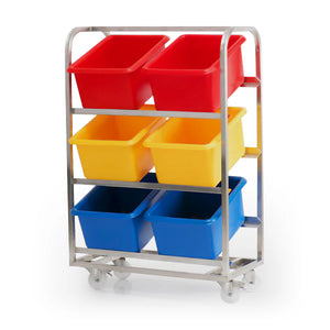 6 Bin Ingredients Trolley – Stainless Steel | Mobile Storage Rack for 34 Litre Rectangular Containers