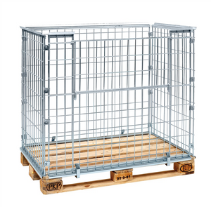 Electrogalvanized Pallet Frame with Opening Long Side – Stackable – For EUR Pallet 1200 × 800 mm – 1220 × 820 × 1020 mm