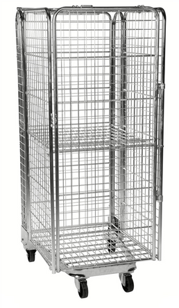 Stackable Security Roll Container with Roof and Shelf – Galvanised Security Cage | 400kg Capacity