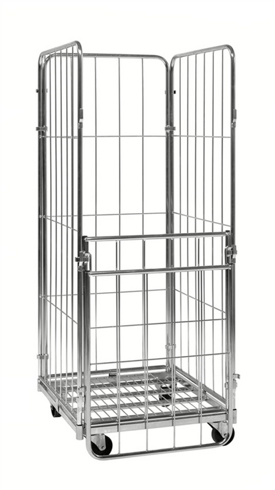 4-Sided Electro-Galvanised Roll Container with Safety Straps – 400kg Capacity