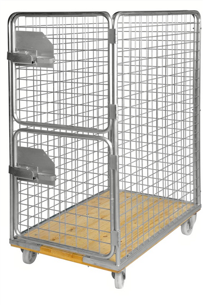 Heavy Duty Roll Container with Wooden Base – Galvanised Mesh Roll Cage | 800kg Capacity