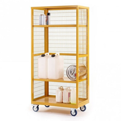 Heavy Duty Hazardous Mesh Shelf Trolley with Steel Shelves, 500kg Capacity