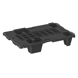 Mała Nestowalna Plastikowa Paleta Wystawowa – 600x400x115mm – Siatkowy Górny Pokład – Lekka i Trwała