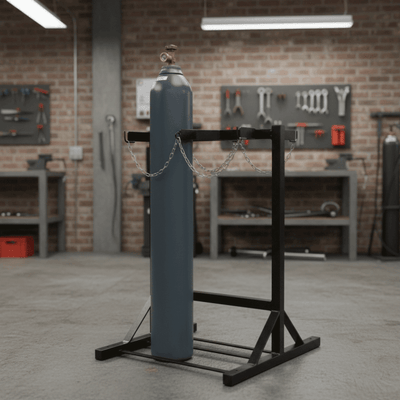 Free-Standing Double-Sided Cylinder Floor Stand, 4 or 6 Gas Cylinders Up to 280mm Diameter