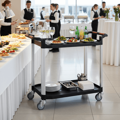 Plastic 2 Shelf Trolley 100kg Capacity 460W x 750L x 940H mm