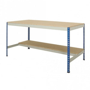 Rivet Workbench with Chipboard Worktop and Half Undershelf